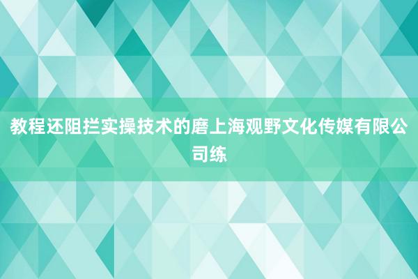 教程还阻拦实操技术的磨上海观野文化传媒有限公司练